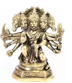 DPS-- PANCHMUKHI HANUMAN / Asta Dhatu (8 Metals) Made Five (5) Faced Hanuman ji Idol/Brass Panch Mukhi Bajrang Bali Idol/Shri Hanumanji Idol to Protect from Shani and All Kind of Negative Energy