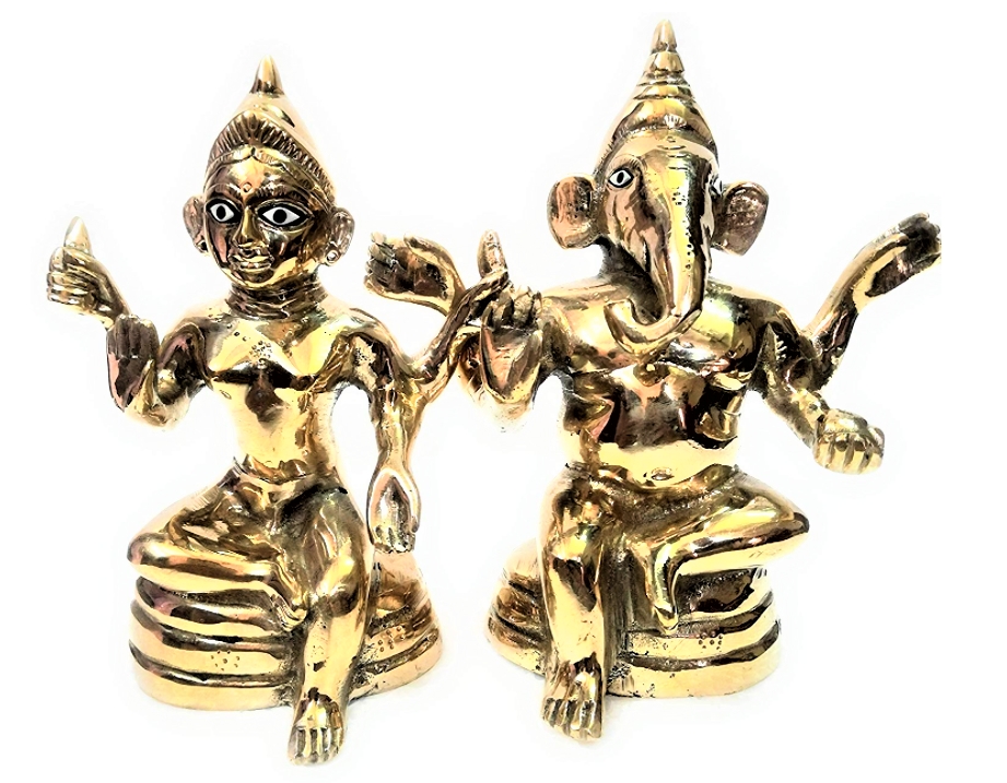 DPS-- Astadhatu Lakshmi Ganesha Sringar Idol is Used to get The Blessings of Lord Ganpati and Goddess Laxmi/Brass Made Lakshmi Ganesh