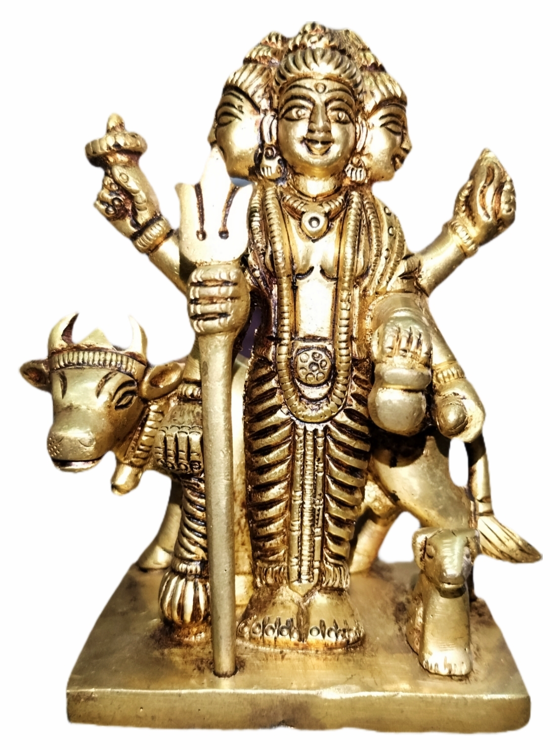 DHARMIK POOJA STORE- Antique Brass Made Shri Guru Dattatreaya Puja Idol/ Bhagwan Dattatreaya Decorative Antique Idol for Home Temple