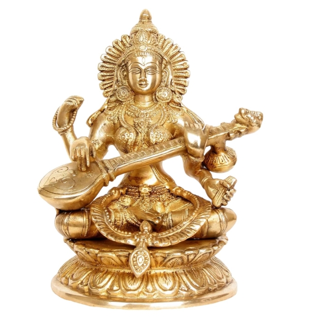ASTHADHATU - BRASS SHREE MATA SARASWATI MATA IDOL 